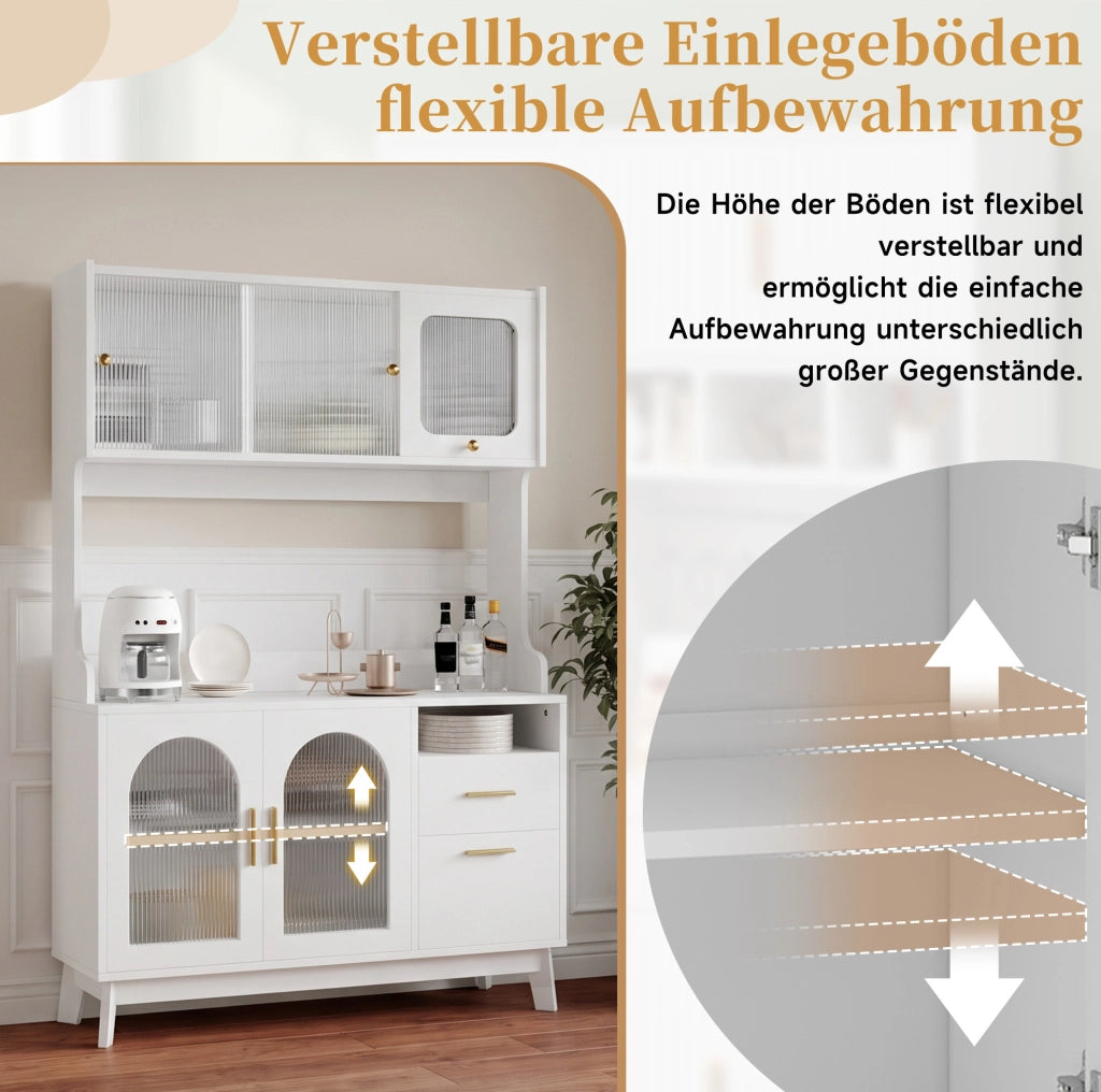 Credenza alta bianca 120x40x178 cm con prese e USB