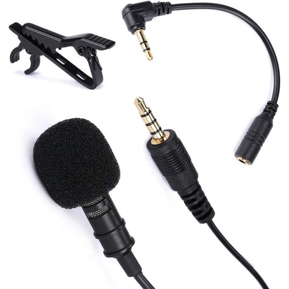 Trade Shop - Mini Microfono Clip A Condensatore Omnidirezionale 3.5mm Adattatore Smartphone -