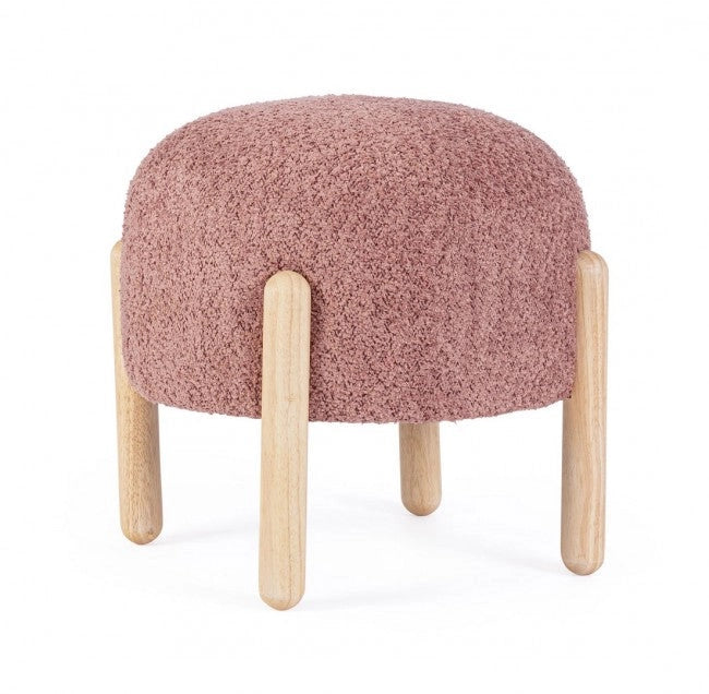 Sgabello Ø 45x38 cm Dalia in Bouclè Rosa Antico