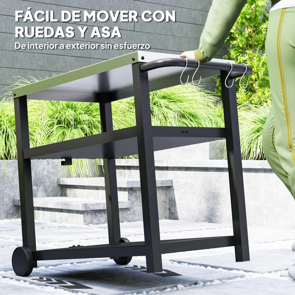 Carrello Servizio BBQ ¨C Zephmum ¨C Grigio 102x50x81 cm