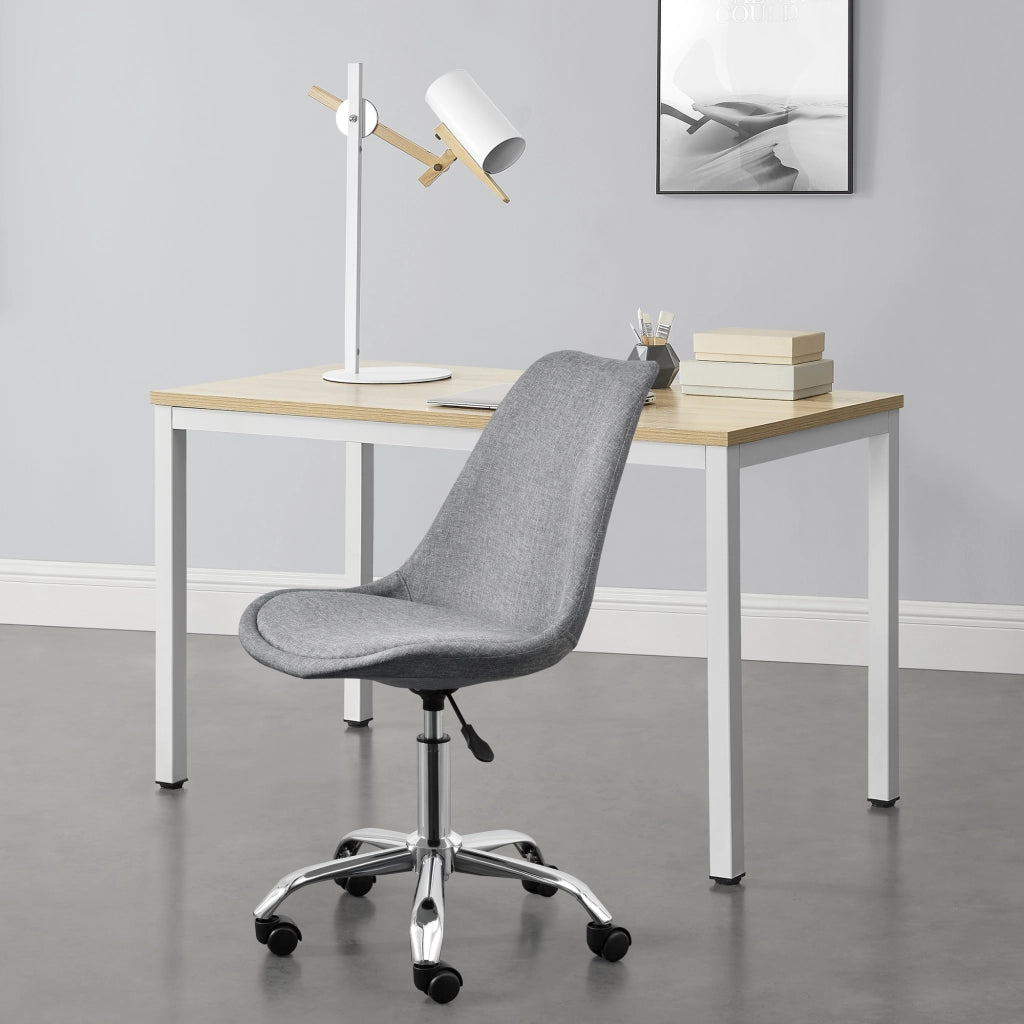 Sedia Girevole da Scrivania Regolabile in Altezza tra 44-54 cm Sedia da Ufficio con 5 Rotelle Seduta Imbottita - Rivestimento in Tessuto Grigio Chiaro