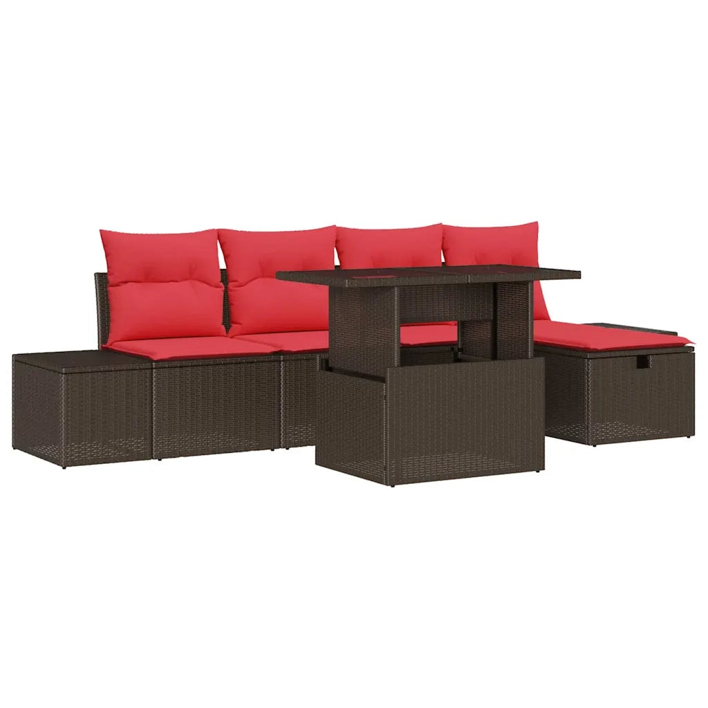Set Divano da Giardino 6 pz Marrone polyrattan 3361203