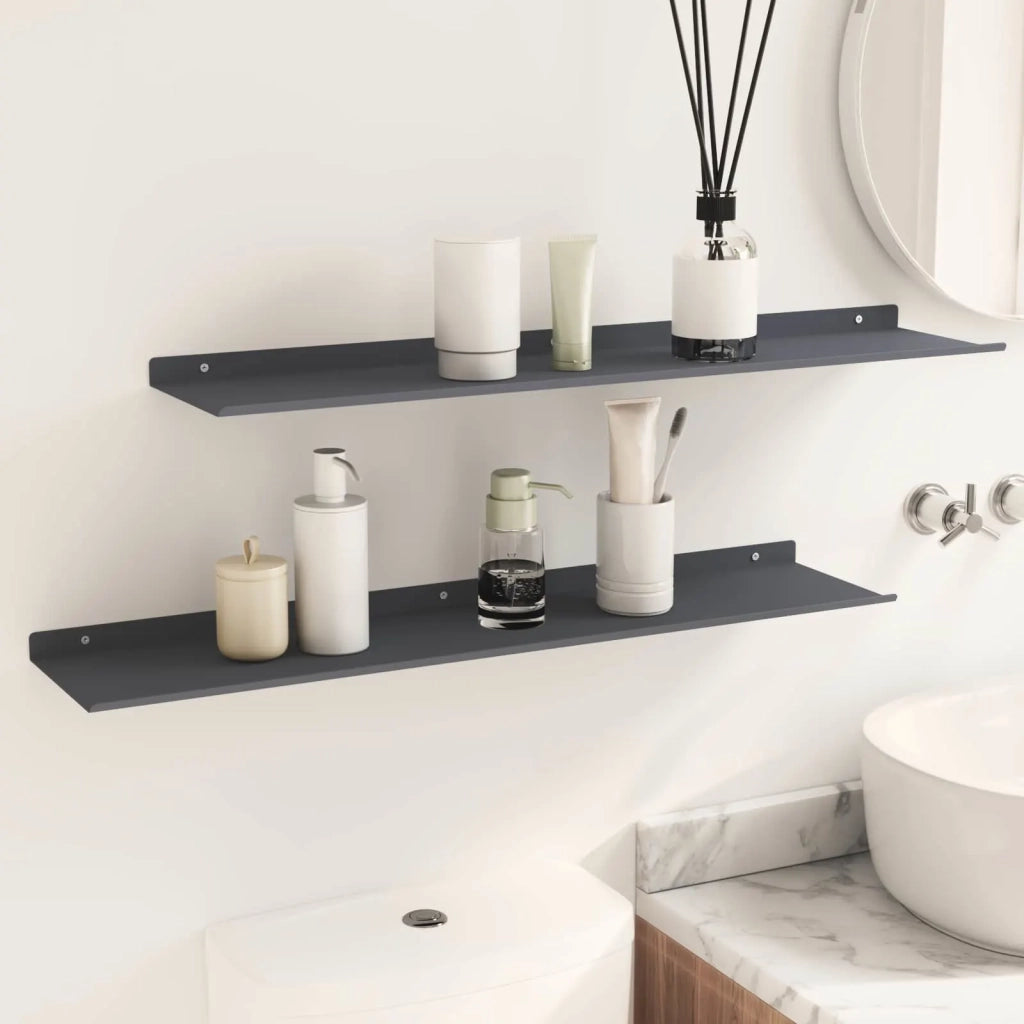 Mensola sospesa 2 pcs Antracite 80 x 18 x 2,5 cm Acciaio 8004036