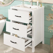 Mobile lavabo da terra bianco con 3 cassetti, 61 x 47 x 83 cm
