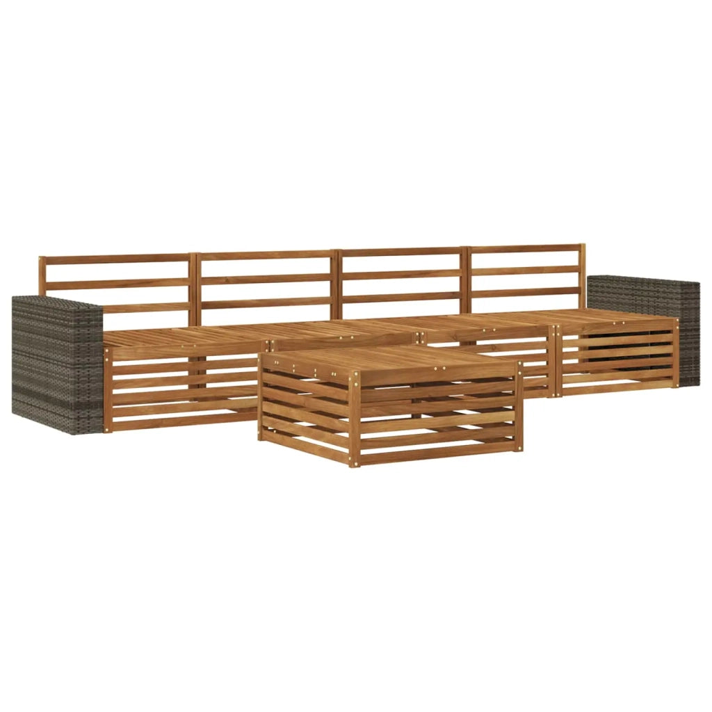Set di divani da esterno 5 pz Naturale Legno di Acacia Massello 3383007