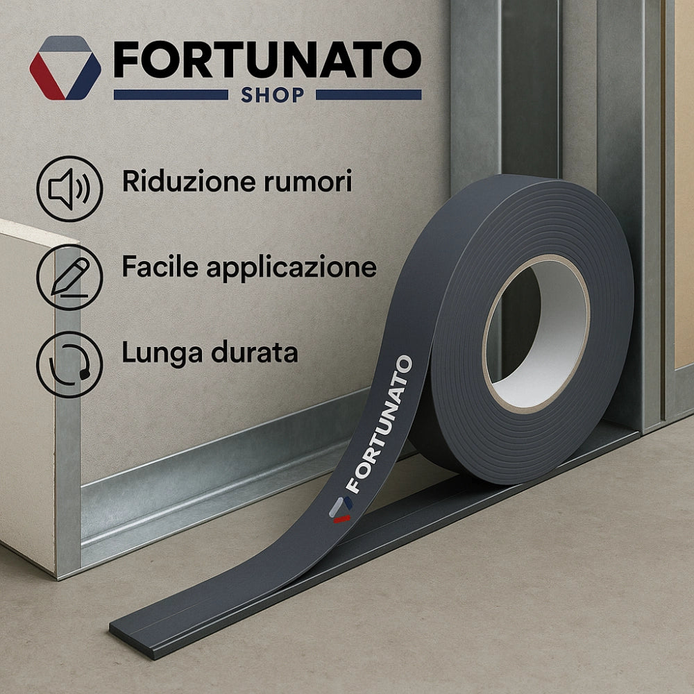 Nastro monoadesivo guarnizione acustica cartongesso 70 mm x 30 m spessore 4 mm