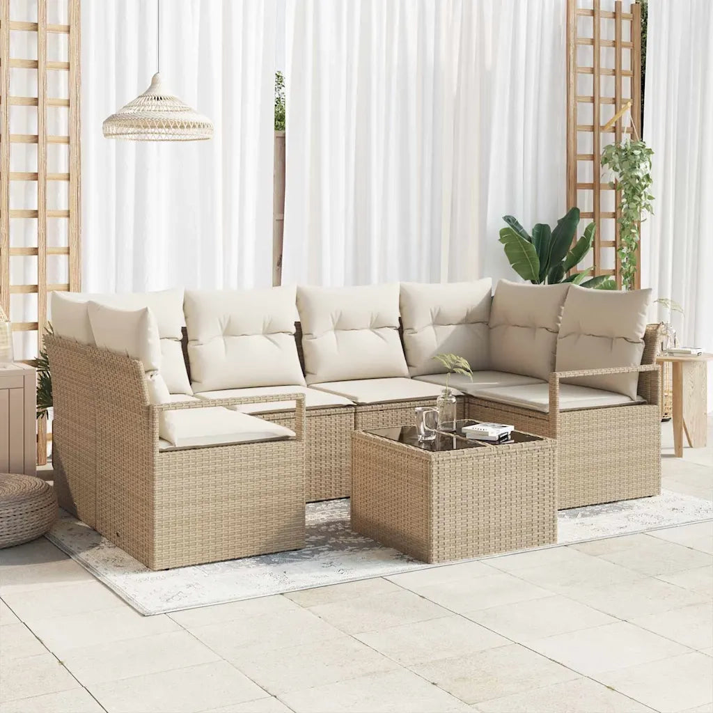 Set Divano da Giardino con cuscino 7 pcs Beige e Crema 3354950