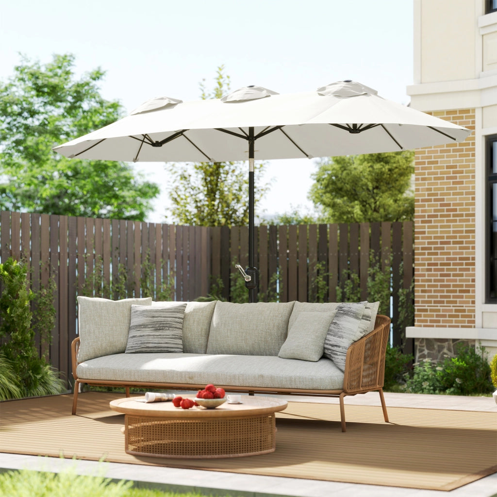 Ombrellone da Giardino Doppio ¨C zephmum ¨C Crema 295x152x222 cm