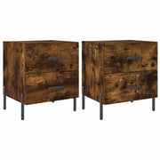 Set di 2 Comodini | Armadio da Notte | Mobiletto da notte Rovere Fumo 40x35x47,5 cm in Legno Multistrato