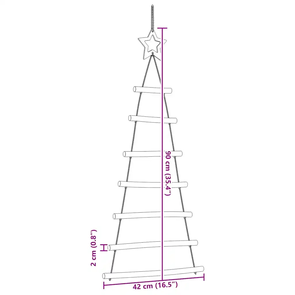 Alberi di Natale | Decorazioni natalizie sospesi con stelle in alto 2 pz 42x90 cm Ramo naturale