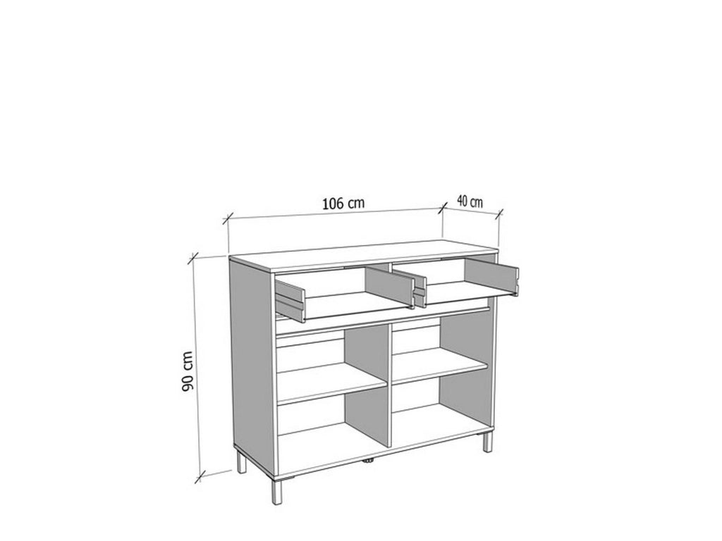 Madia Giarree, Credenza 2 Cassetti, 106x40x90h cm Marrone Rovere Nodi
