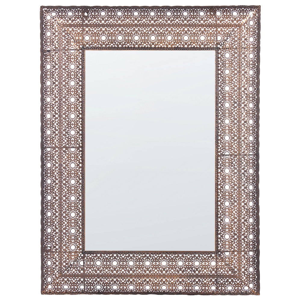 Specchio da parete in rame 69 x 90 cm cornice decorative rettangolare accessorio per la casa elemento di o