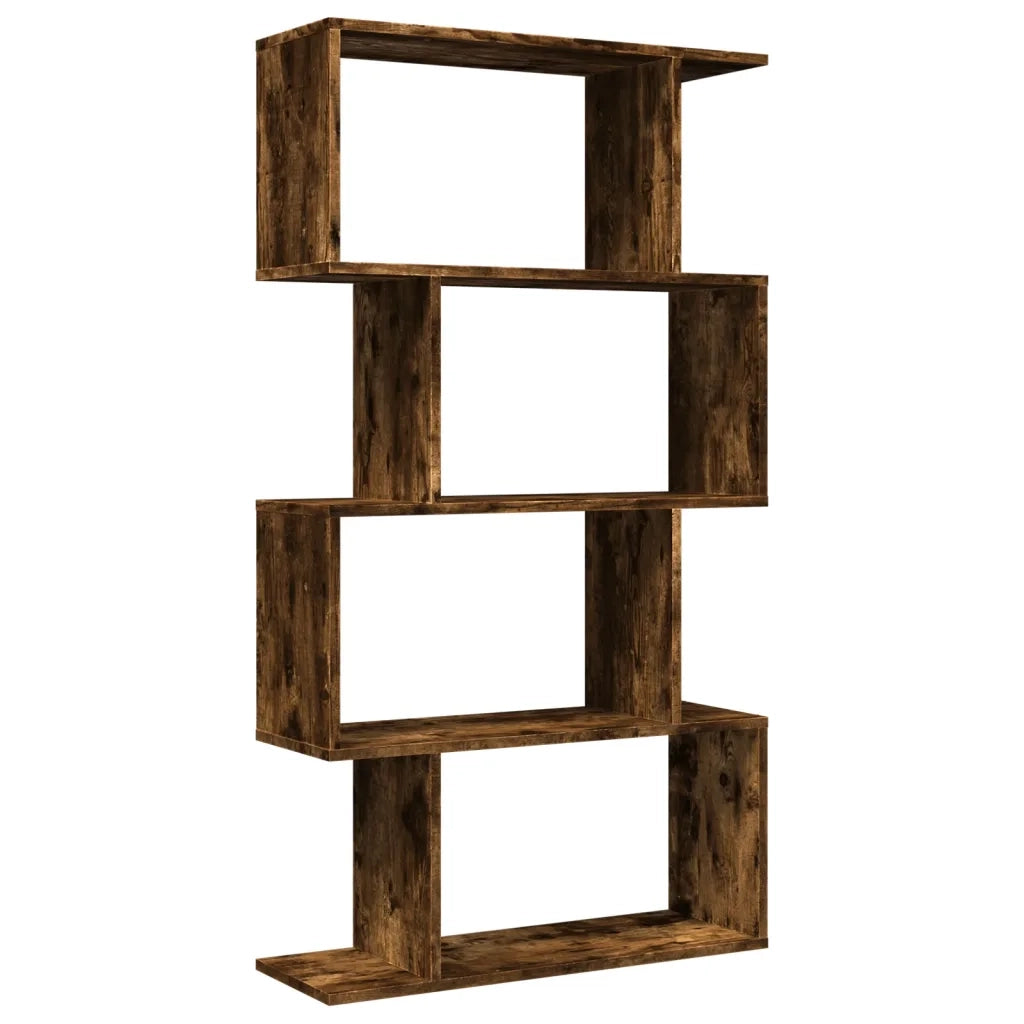 Libreria 4 Ripiani-Scaffale per Libri-Mobile di Stoccaggio Rovere Fumo 70x24x129 cm in Truciolato