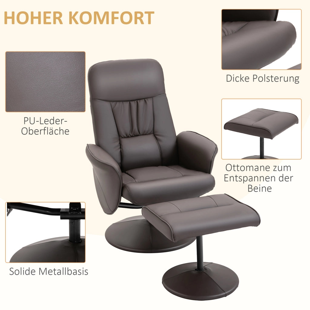 Poltrona Relax con Poggiapiedi ¨C Zephmum ¨C Marrone Tessuto Reclinabile