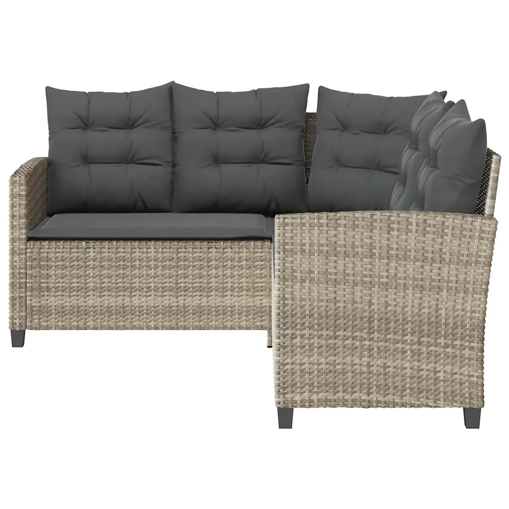 vidaXL Divano Giardino Tavolo e Cuscini a L Grigio Chiaro Polyrattan
