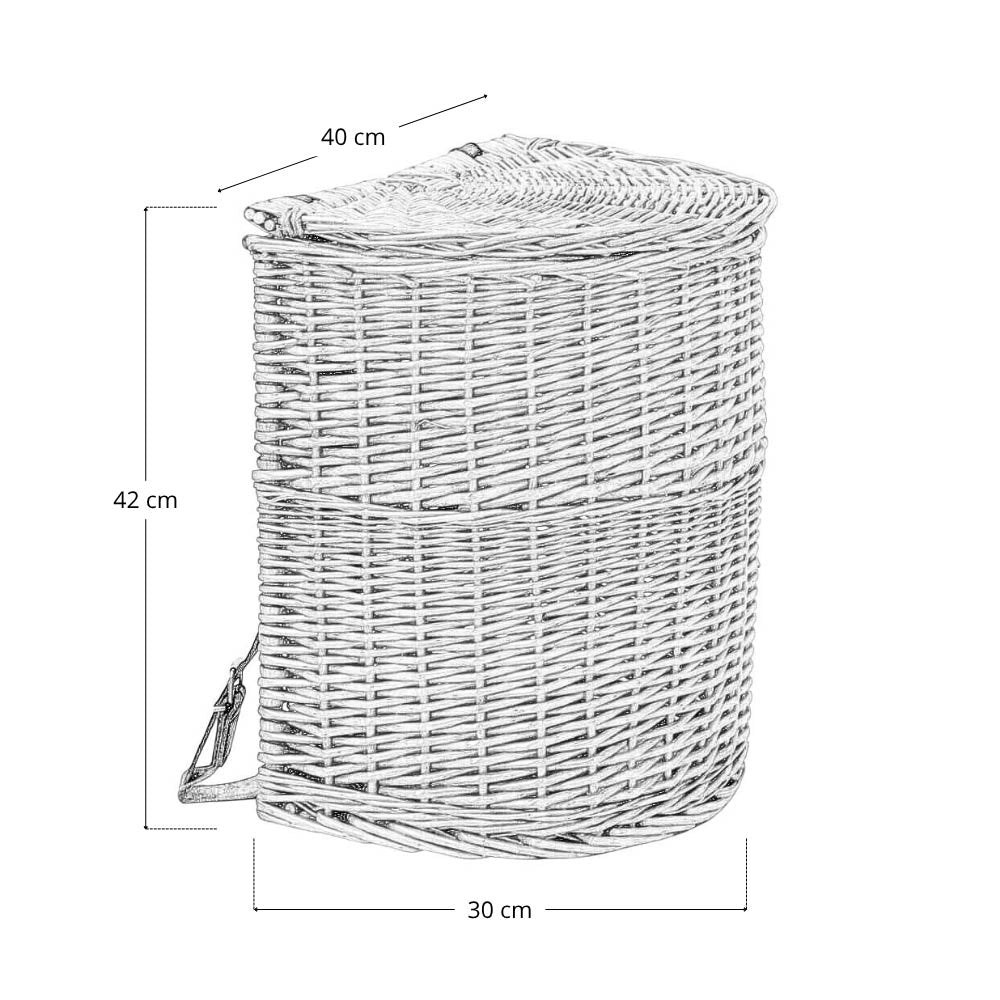 Cesto cesta zaino gerla vimini con coperchio e tracolla –41 cm x 30 cm x h 42 cm