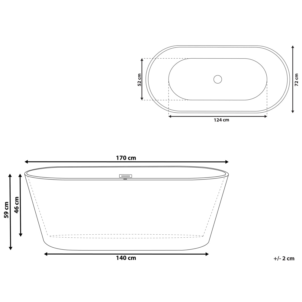 Vasca freestanding bianco sanitario acrilico singolo 160 x 80 cm forma ovale troppopieno sistema design moderno