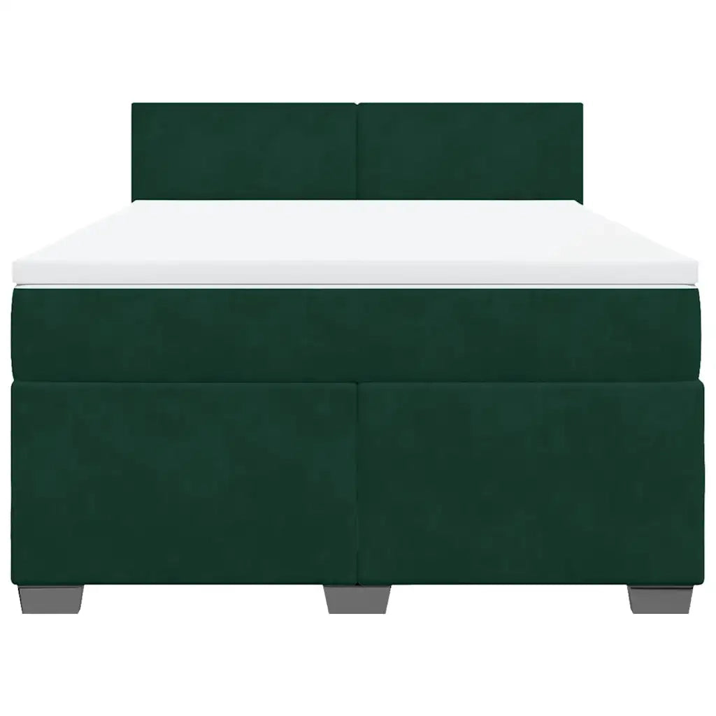 Giroletto a Molle con Materasso Verde Scuro 140x200 cm Velluto