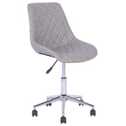 Sedia da Ufficio Girevole Grigio con Base Argento Rivestimento Trapuntato in Ecopelle Regolabile in Altezza