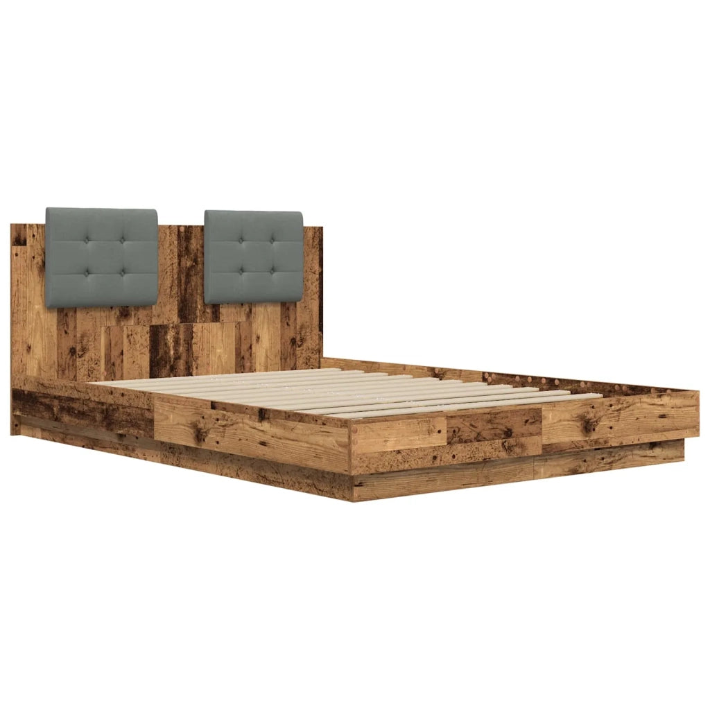 Struttura letto con testata-Giroletto Legno vecchio 120 x 200 cm