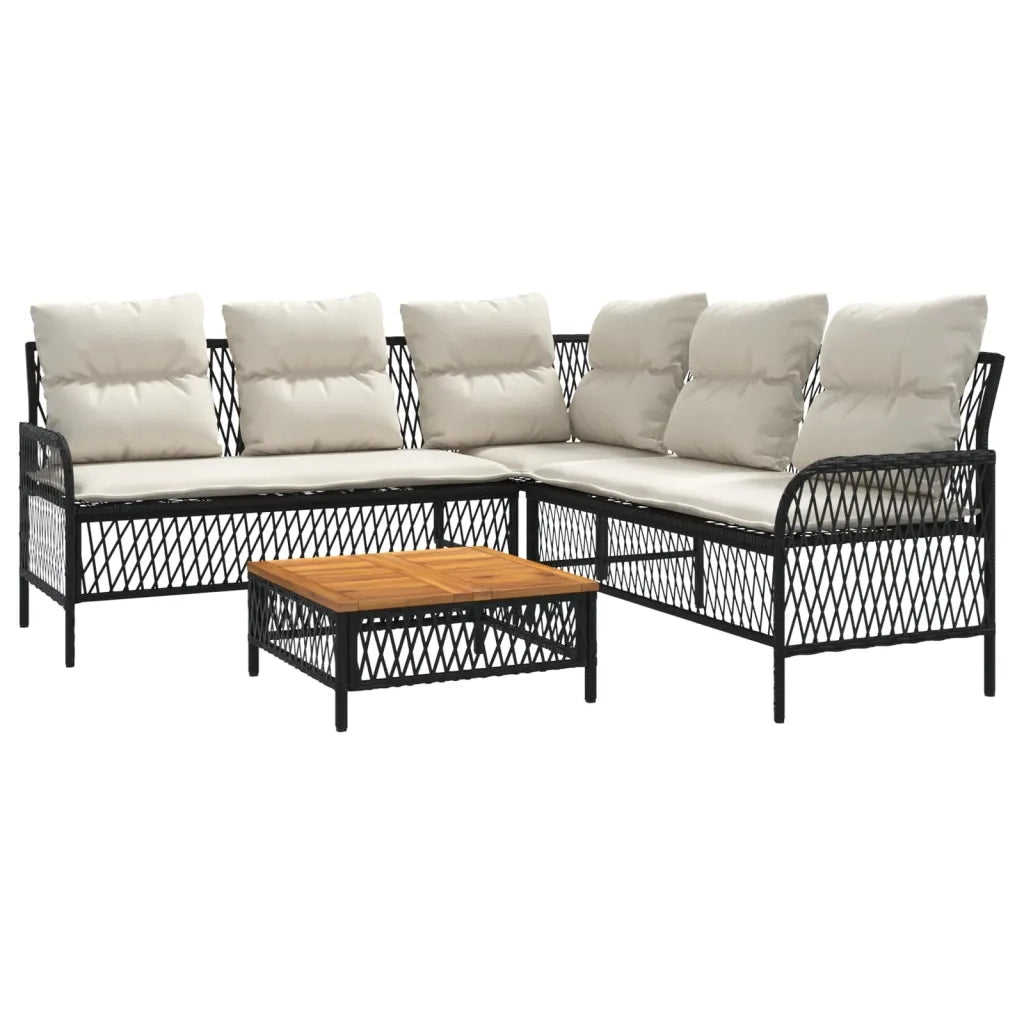 Set Divani da Giardino 2 pz con Cuscini in Polyrattan Nero 368733