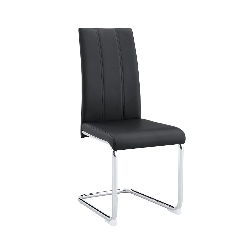 Sedia da Pranzo Moderna ¨C MINIMAL ¨C Nero, Similpelle, Gambe in Metallo