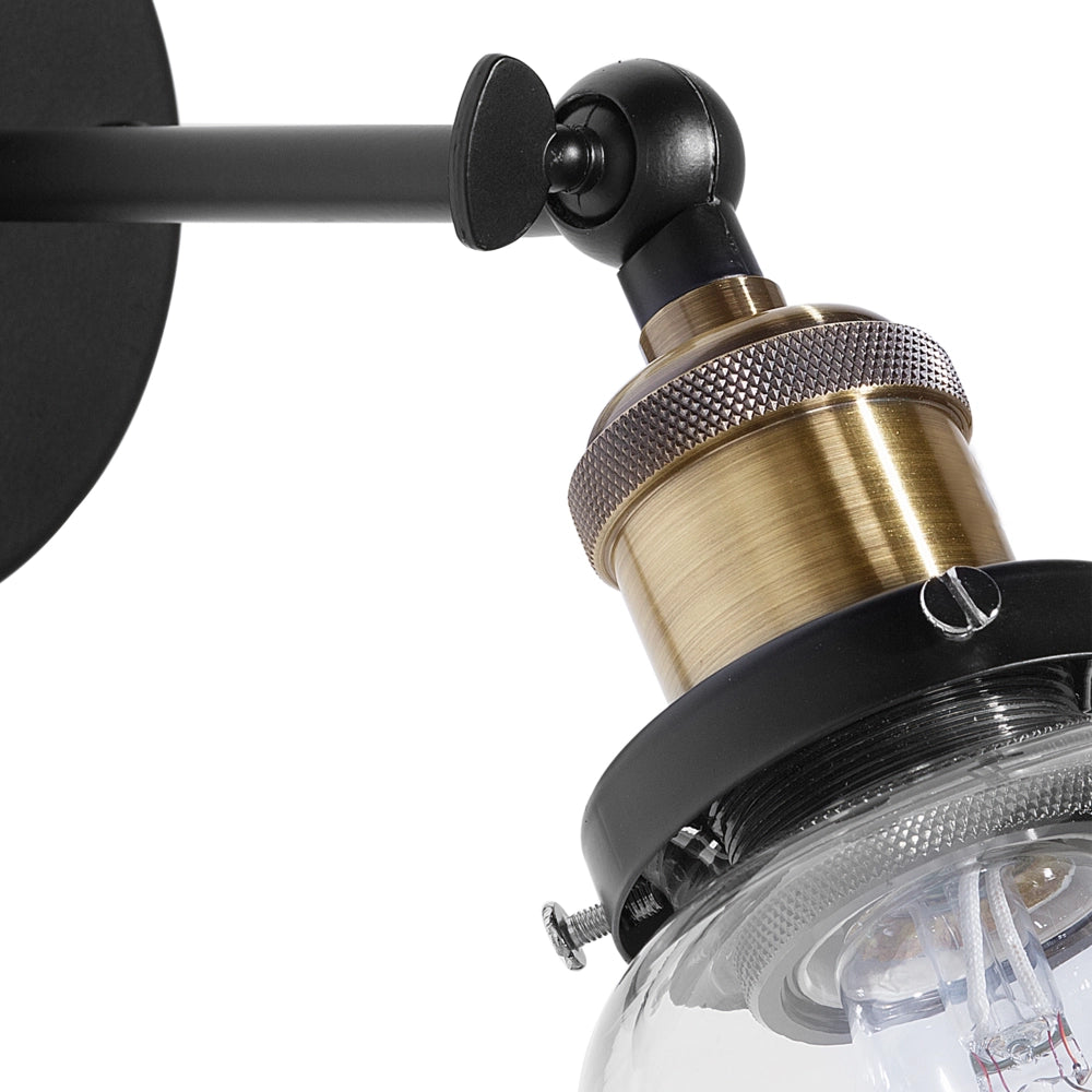 Lampade da Parete applique in vetro Nero con paralume in metallo regolabile industriale