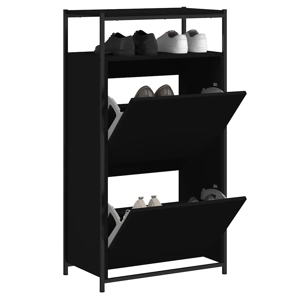 Scarpiera-Scaffale per scarpe Nera 60x34x112 cm in Legno Multistrato