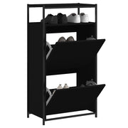 Scarpiera-Scaffale per scarpe Nera 60x34x112 cm in Legno Multistrato