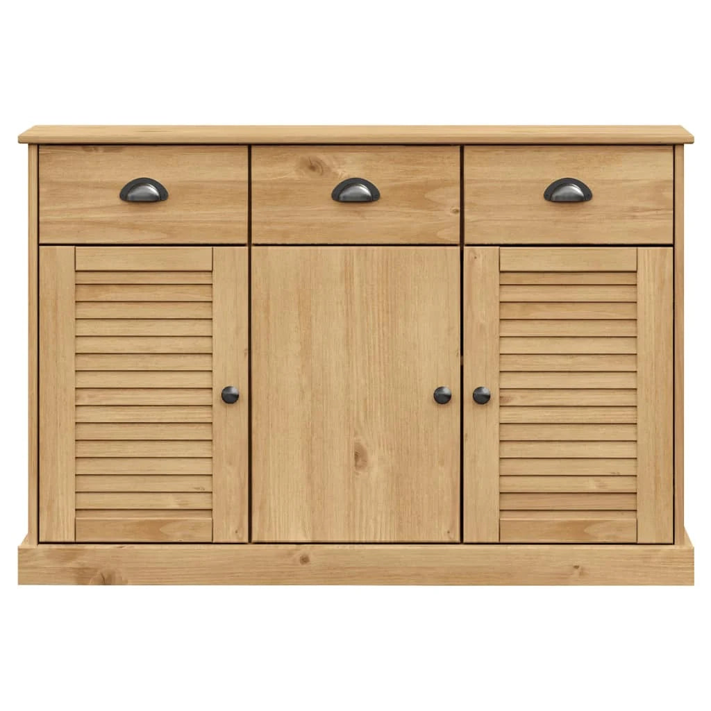 Buffet credenza cassettiera armadio mobile contenitore organizer per cucina soggiorno salotto con cassetti 113 x 40 x 75 cm legno massello di pino marrone 02_0030133