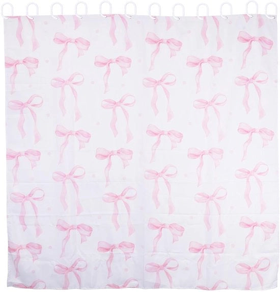 Striscia di Doccia Rosa Pastello da 180x180 cm con Ganci - Moderna e Divertente