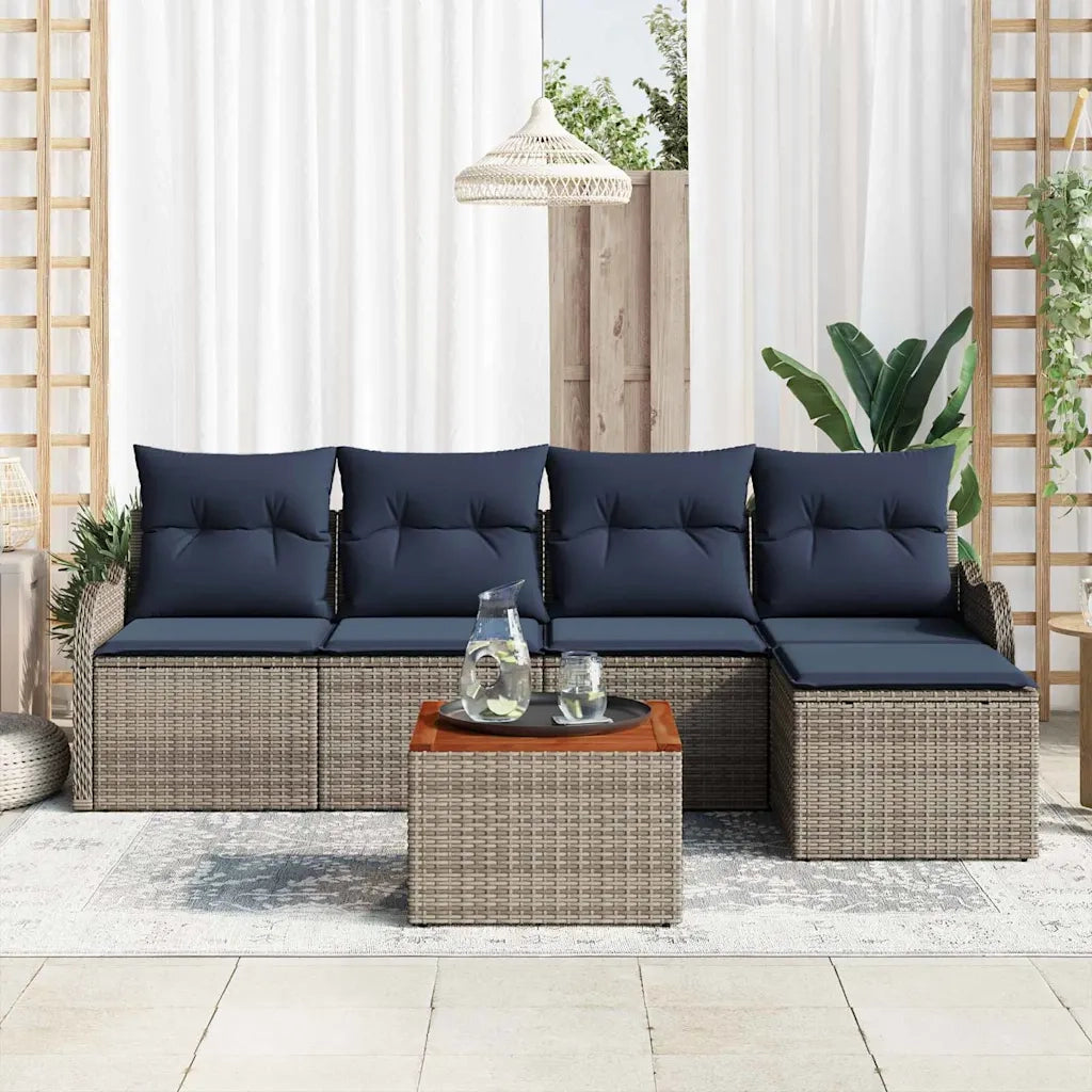 Set Divano da Giardino 6 pz Grigio polyrattan 3347444