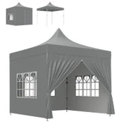 Gazebo da giardino tenda pieghevole 3 x 3 m 4 pareti laterali rimovibili 3 finestre altezza regolabile sacca per il trasporto grigio
