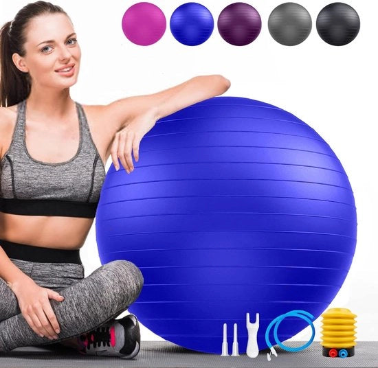 Gimnastica Grande con Protezione da Sbalzi per Sedute Ergonomiche, Fitness e Esercizi di Equilibrio, Incluso Pompone per la Gestione del Parto e la Gimnastica