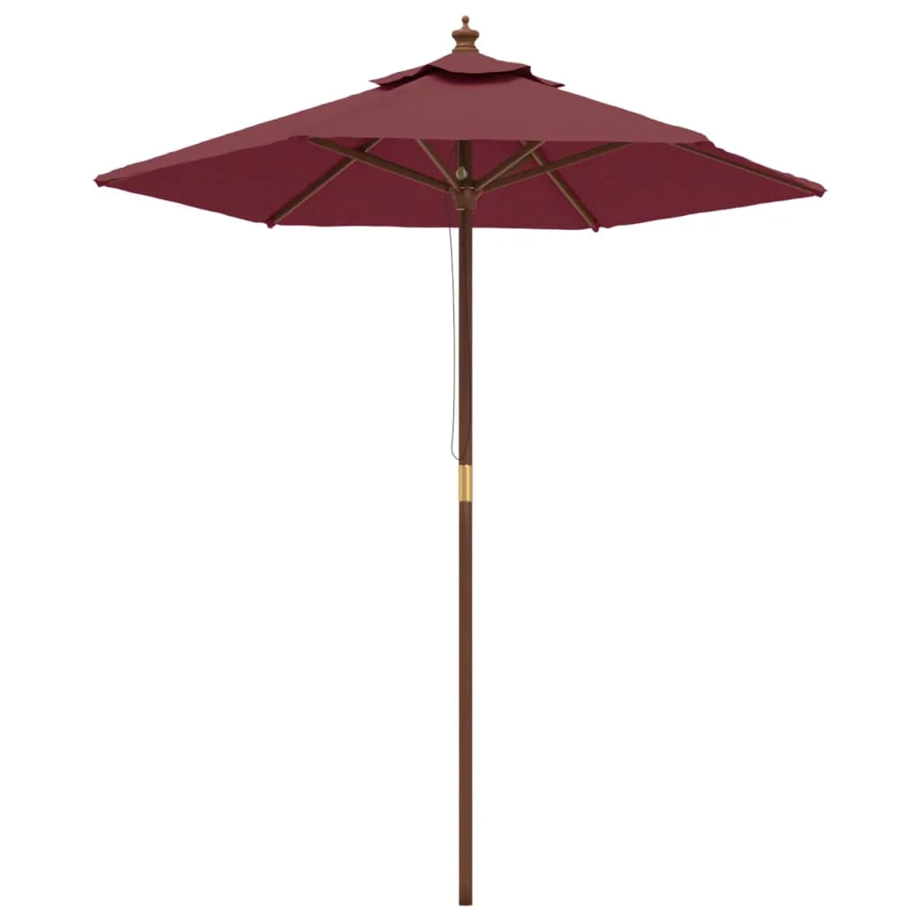 Ombrellone da giardino con palo in legno 196 x 231 cm rosso bordeaux 02_0008347