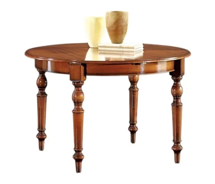 Tavolo rotondo classico allungabile tornito legno bassano 120x120x80 - Mobili 2G