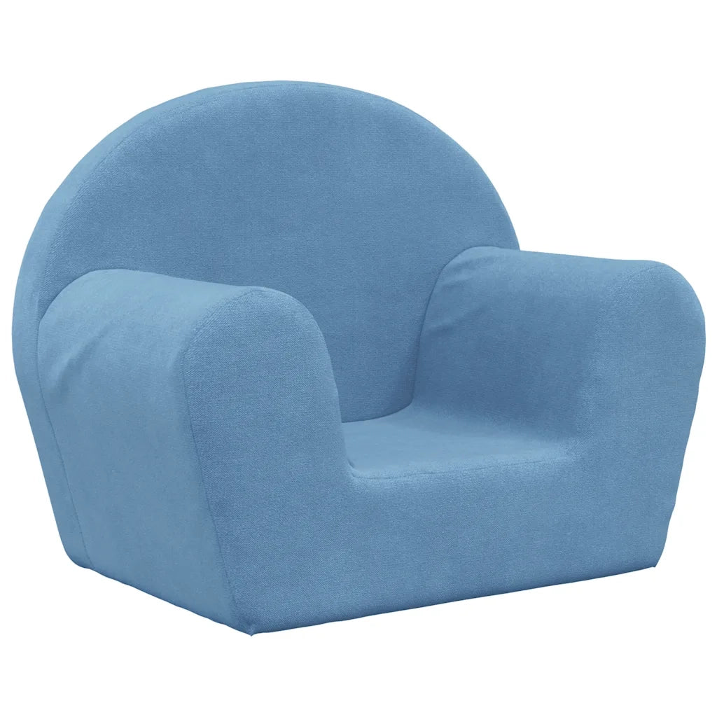 Divano per Bambini-Sofa-Divanetto Blu in Morbido Peluche 504284