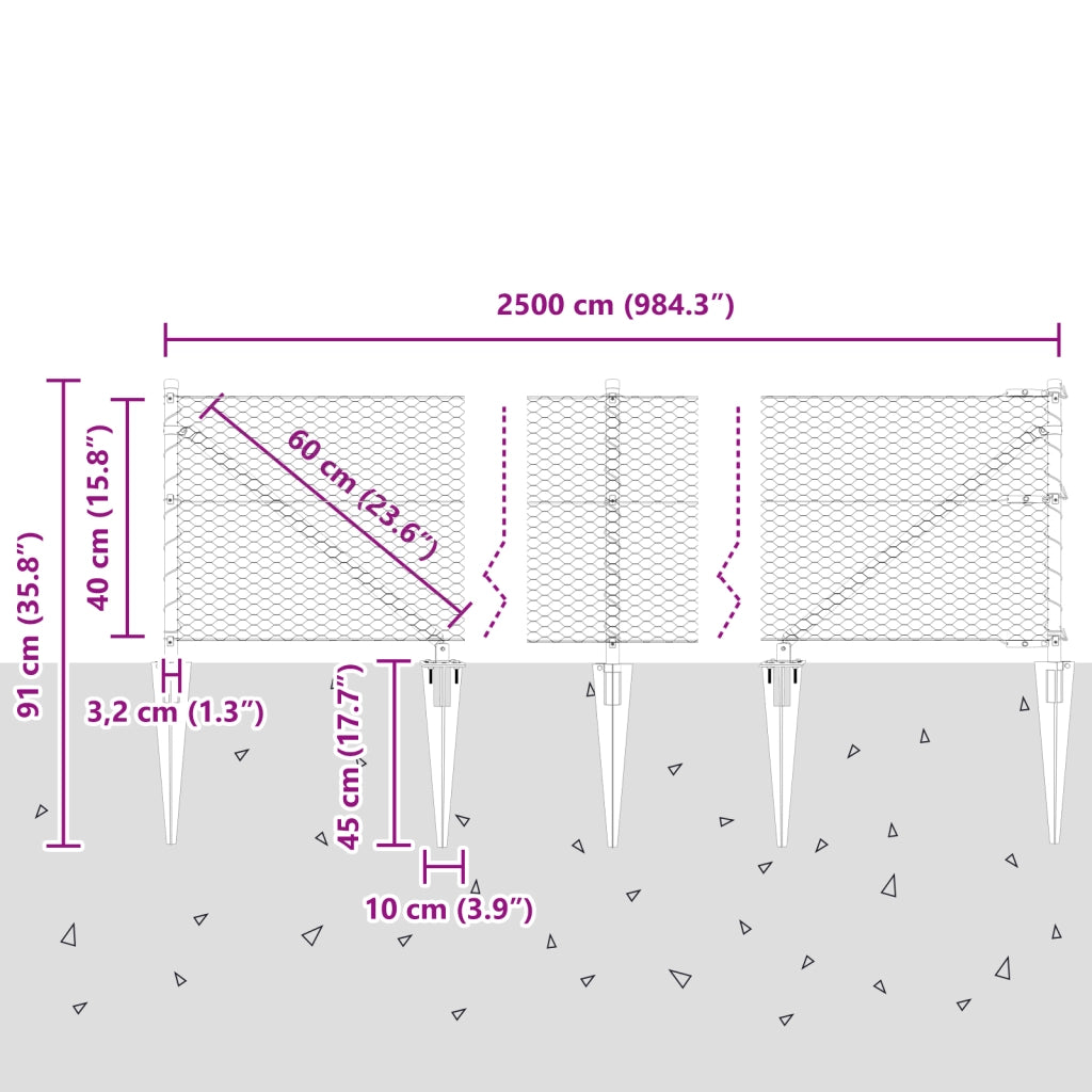 Recinzione Esagonale  Grigia 0.4x25 m Acciaio