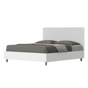 Letto matrimoniale con rete 160x190 bianco frassino testata similpelle bianco Level