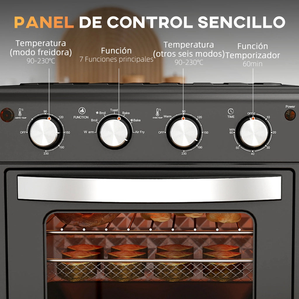 Tavolino per forno elettrico da 30L 1600W ¨C Zephmum ¨C Nero 43x39x39 cm