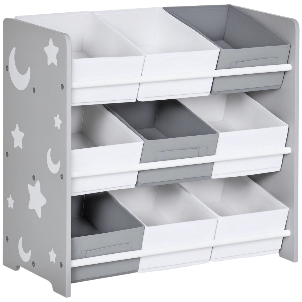 Scaffale portagiochi ¨C Xylo ¨C 9 cassetti tessuto grigio 63x30x60 cm