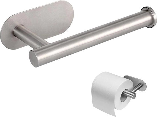 WC-rolhouder senza perforazione, WC-papierhouder, adesivo, adatto per bagno, camper, lavanderia, camera da letto (argento)