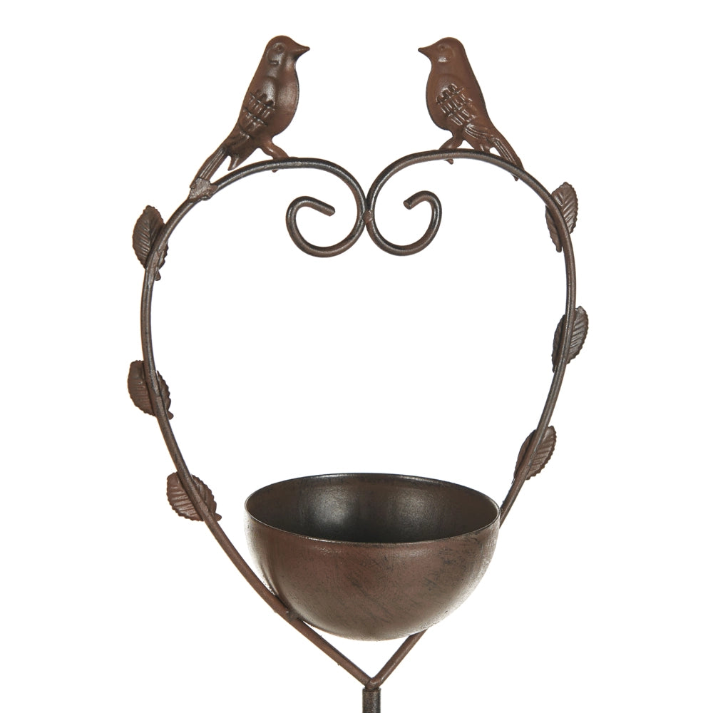 Uccelliera marrone Fontana d'acqua per uccelli in ferro per giardino Accento decorativo all'aperto abbeveratoio