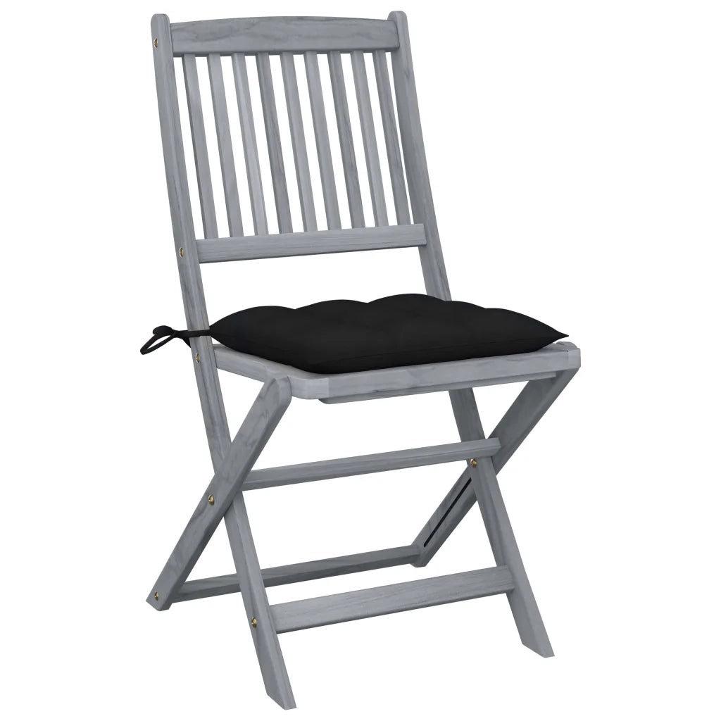 Sedie da Giardino Pieghevoli 4pz con Cuscini in Massello Acacia 3064585