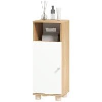 Mobiletto Bagno Salvaspazio con Armadietto a 2 Ripiani e Vano Aperto, 30x30x79.7 cm, Bianco e Legno