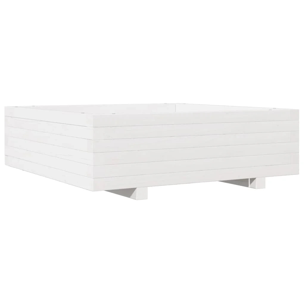Fioriera rialzata per piante fiori terrazza giardino 80 x 80 x 26,5 cm legno di pino massiccio bianco 02_0037893