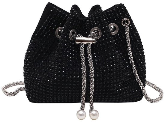 Borsa a Tracolla con Glitter e Pailletten per Donna Clutch Piccola Borsa a Tracolla per la Sera Borsa per Matrimonio Festa di Natale Festa Notturna Nero