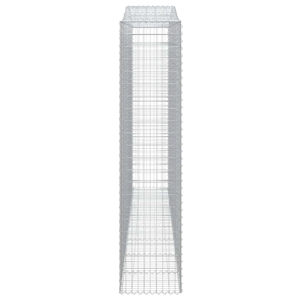 Cestini gabbioni recinzione a gabbia muro di contenimento ad arco 6 pezzi 400 x 50 x 220/240 cm ferro zincato argento 02_0041060