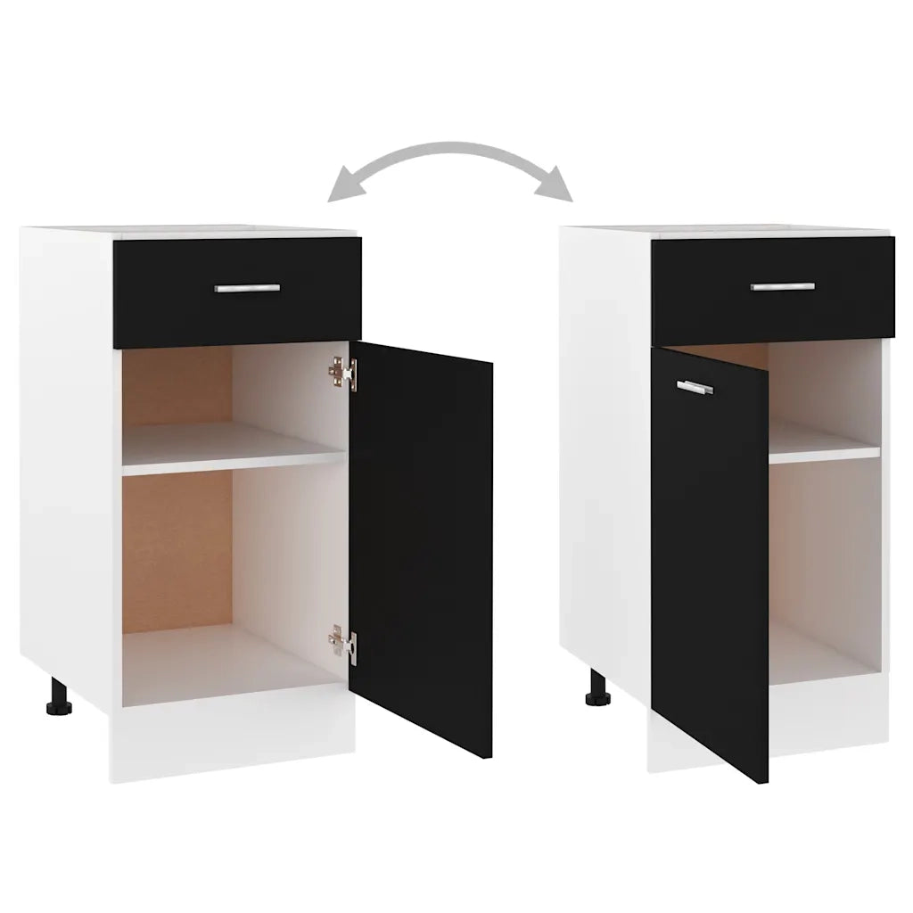 Pensile da cucina | Armadio Inferiore Cassetto ¡°Lyon¡± Nero 40x46x81,5cm