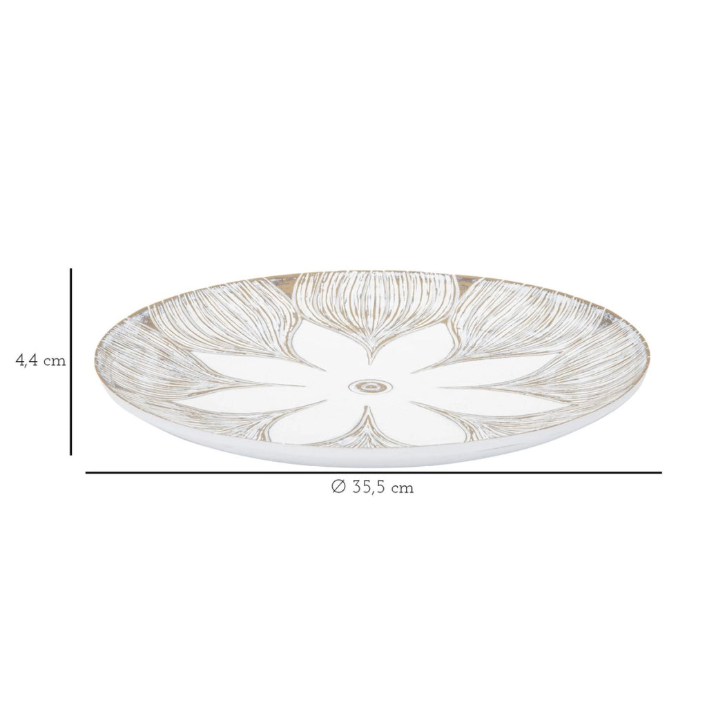 Vassoio Fiore 3, Bianco, Poliresina, 35,5x35,5x4,4 cm